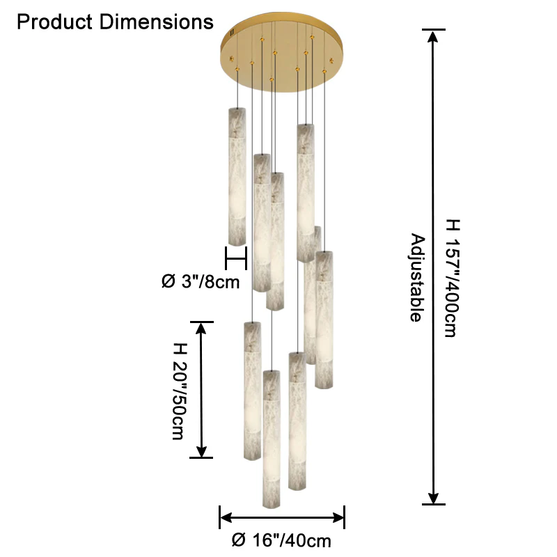 WOMO Alabaster Tube Staircase Chandelier-WM2881 - Image 10