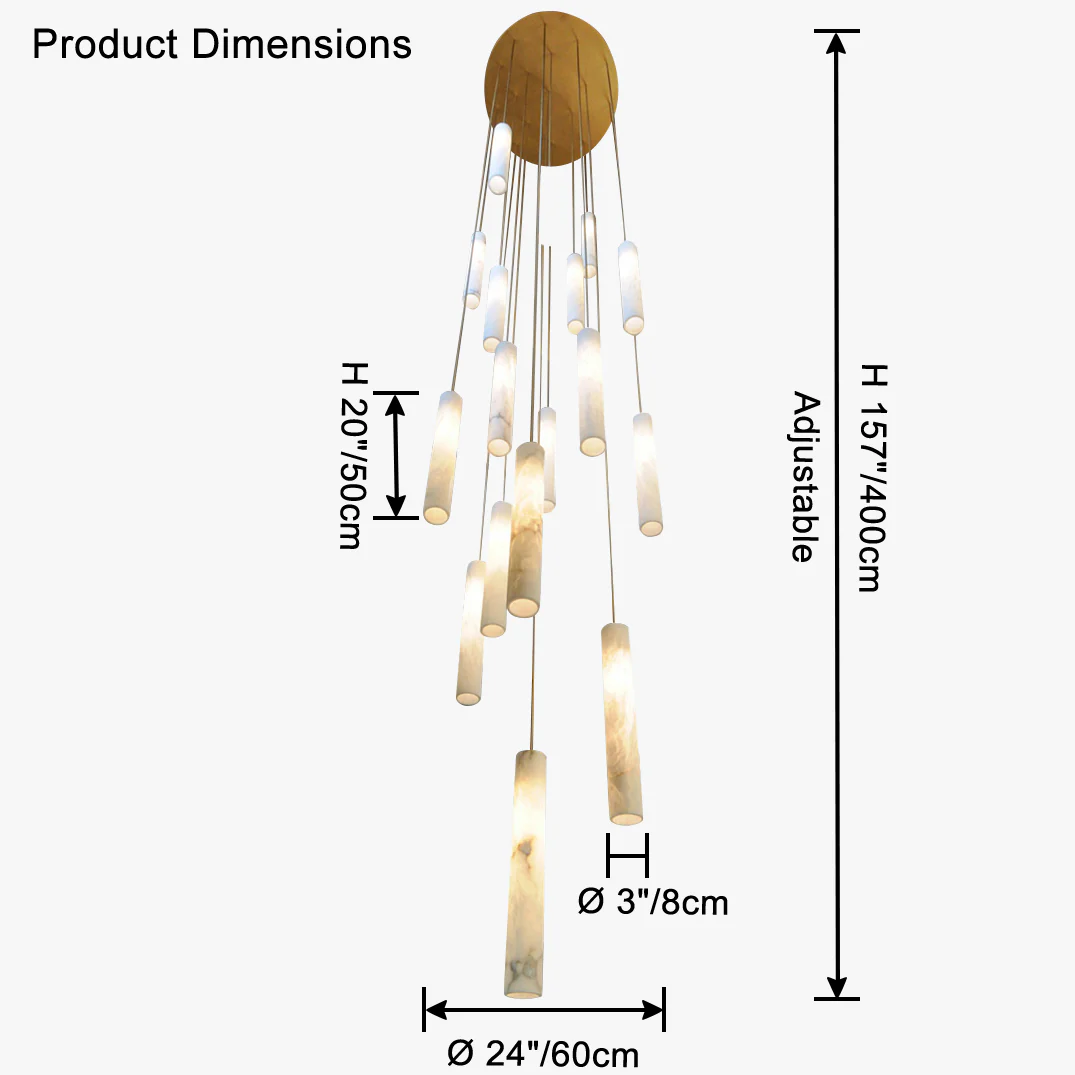 WOMO Alabaster Tube Staircase Chandelier-WM2881 - Image 12