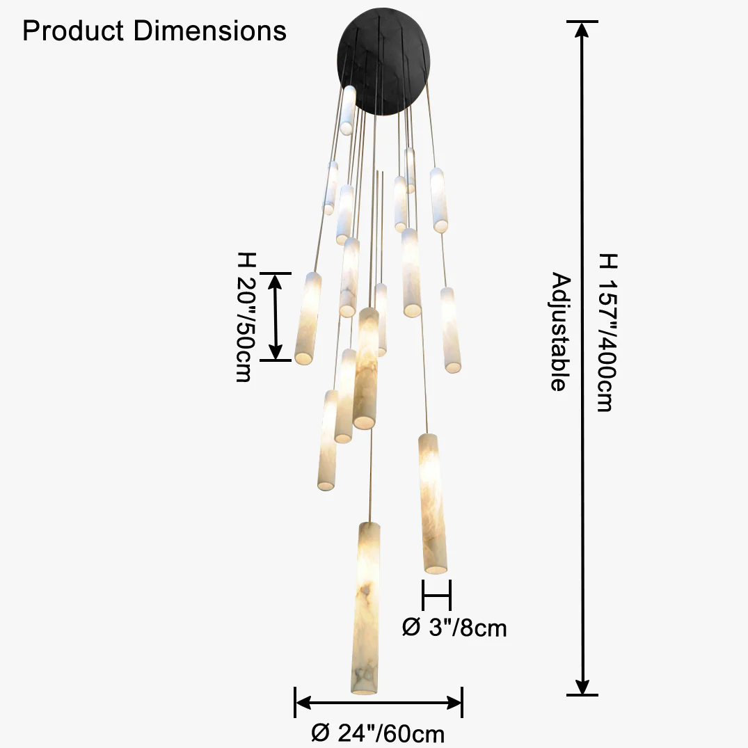 WOMO Alabaster Tube Staircase Chandelier-WM2881 - Image 16