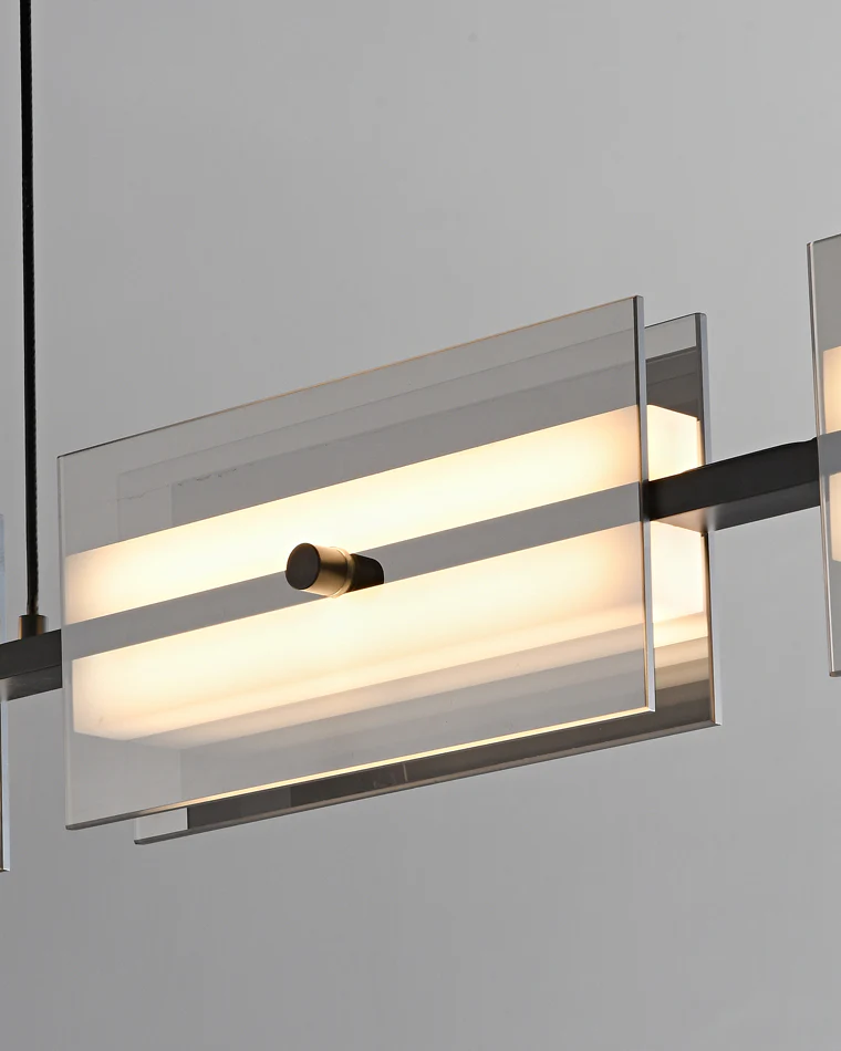 WOMO Amber/Smoked Glass Linear Chandelier-WM2221 - Image 10
