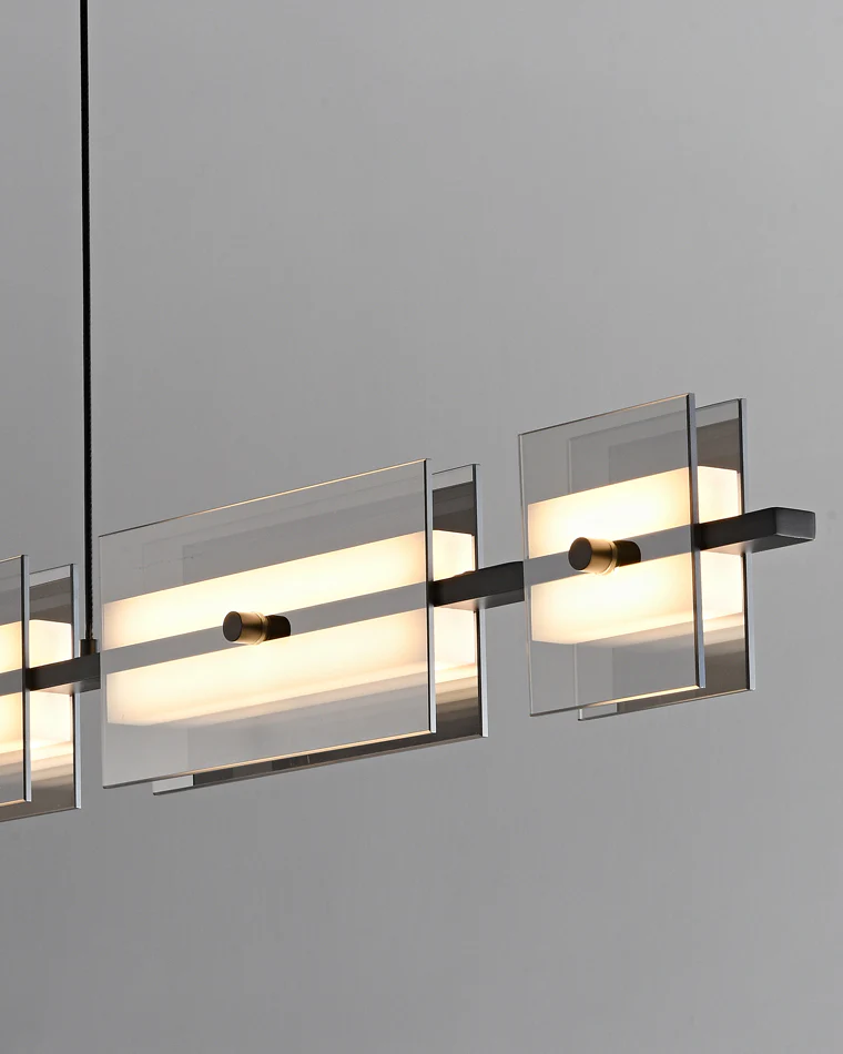 WOMO Amber/Smoked Glass Linear Chandelier-WM2221 - Image 11