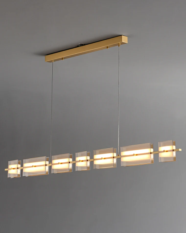 WOMO Amber/Smoked Glass Linear Chandelier-WM2221 - Image 12