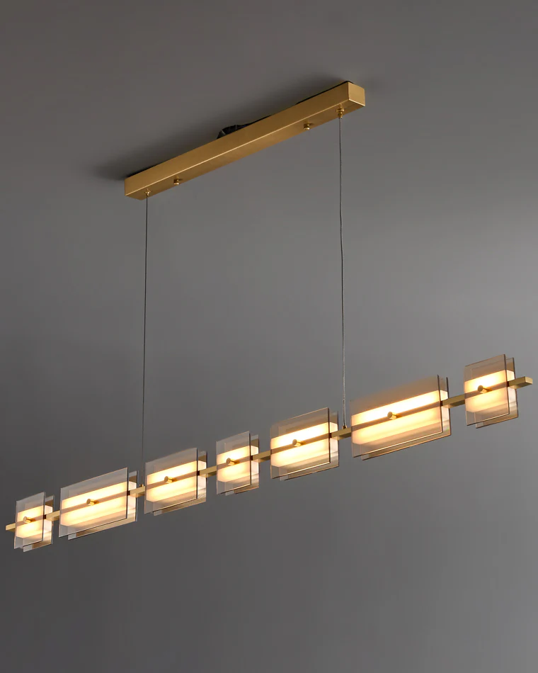 WOMO Amber/Smoked Glass Linear Chandelier-WM2221 - Image 13