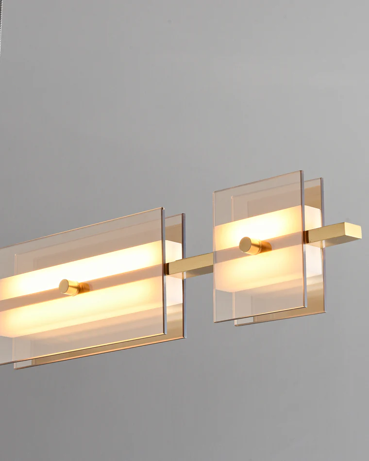 WOMO Amber/Smoked Glass Linear Chandelier-WM2221 - Image 14
