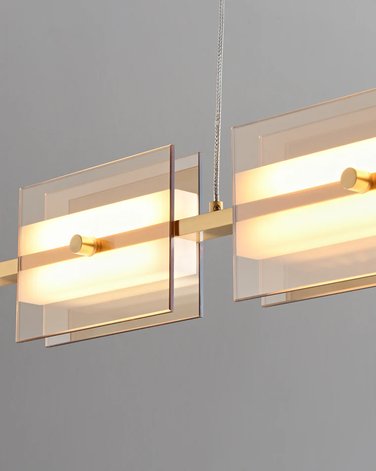 WOMO Amber/Smoked Glass Linear Chandelier-WM2221 - Image 15
