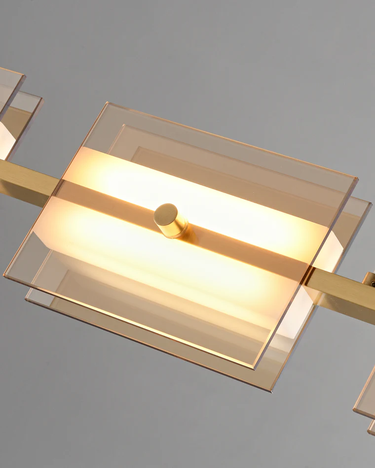 WOMO Amber/Smoked Glass Linear Chandelier-WM2221 - Image 16