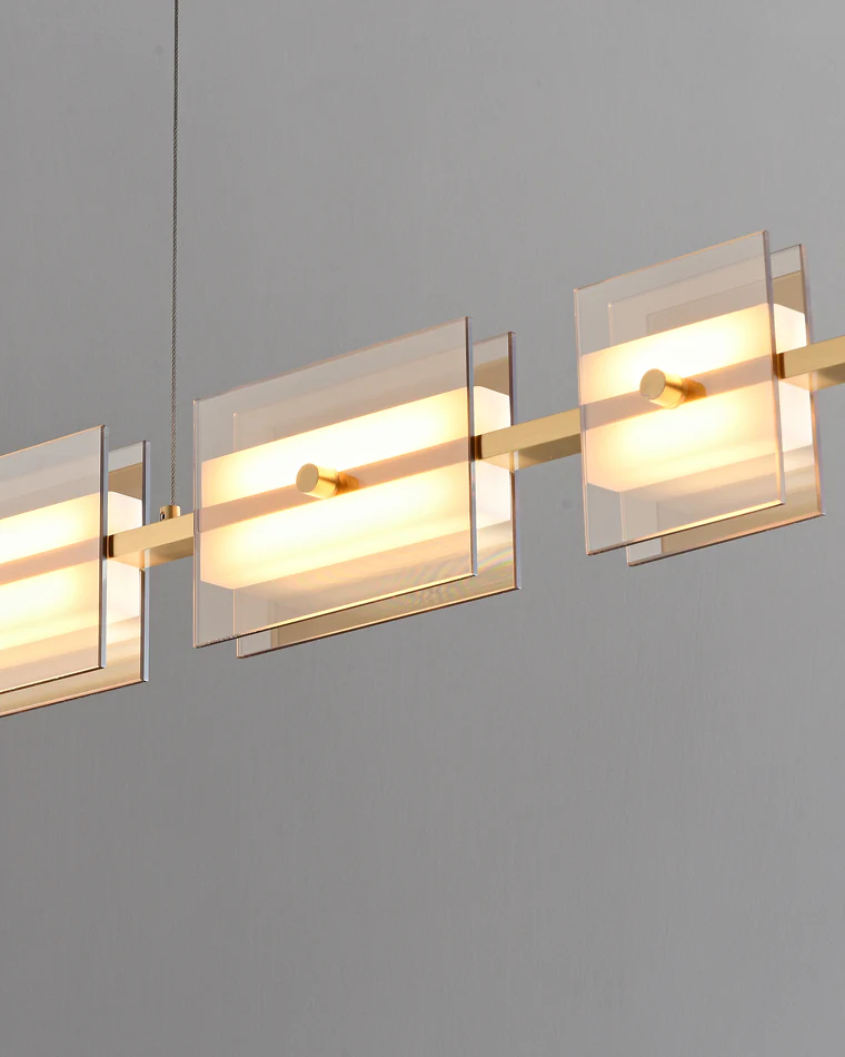 WOMO Amber/Smoked Glass Linear Chandelier-WM2221 - Image 17