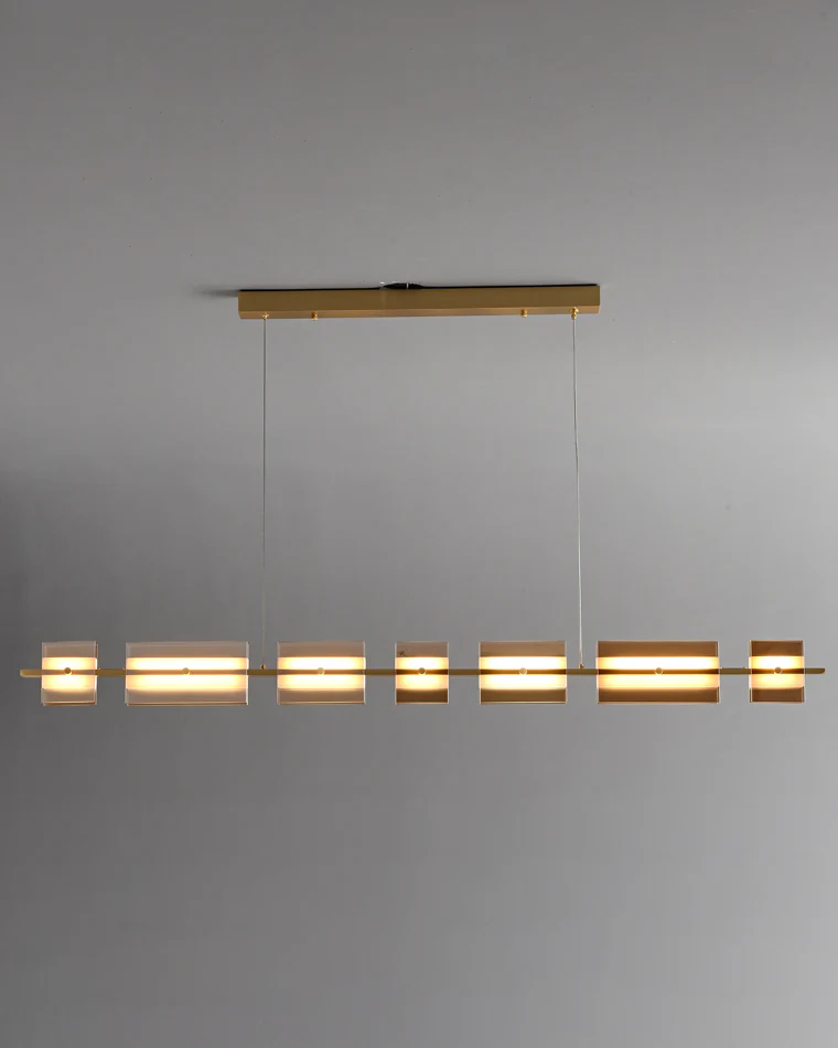 WOMO Amber/Smoked Glass Linear Chandelier-WM2221 - Image 19