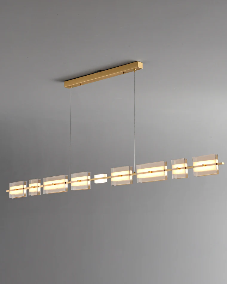 WOMO Amber/Smoked Glass Linear Chandelier-WM2221 - Image 20
