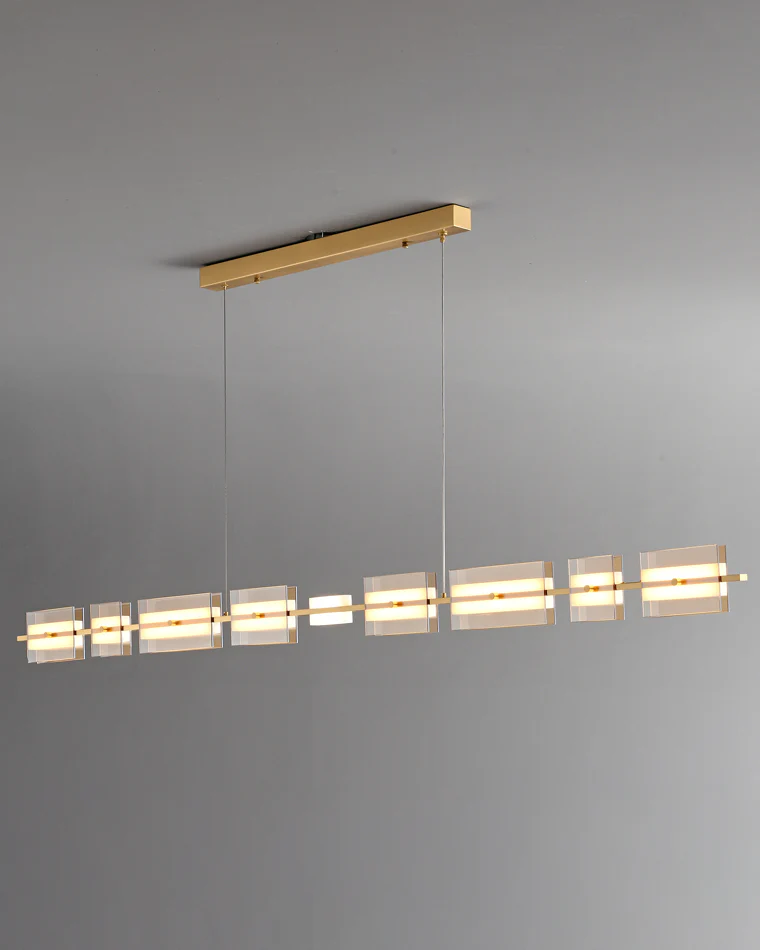 WOMO Amber/Smoked Glass Linear Chandelier-WM2221 - Image 21