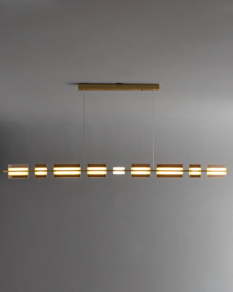 WOMO Amber/Smoked Glass Linear Chandelier-WM2221 - Image 22