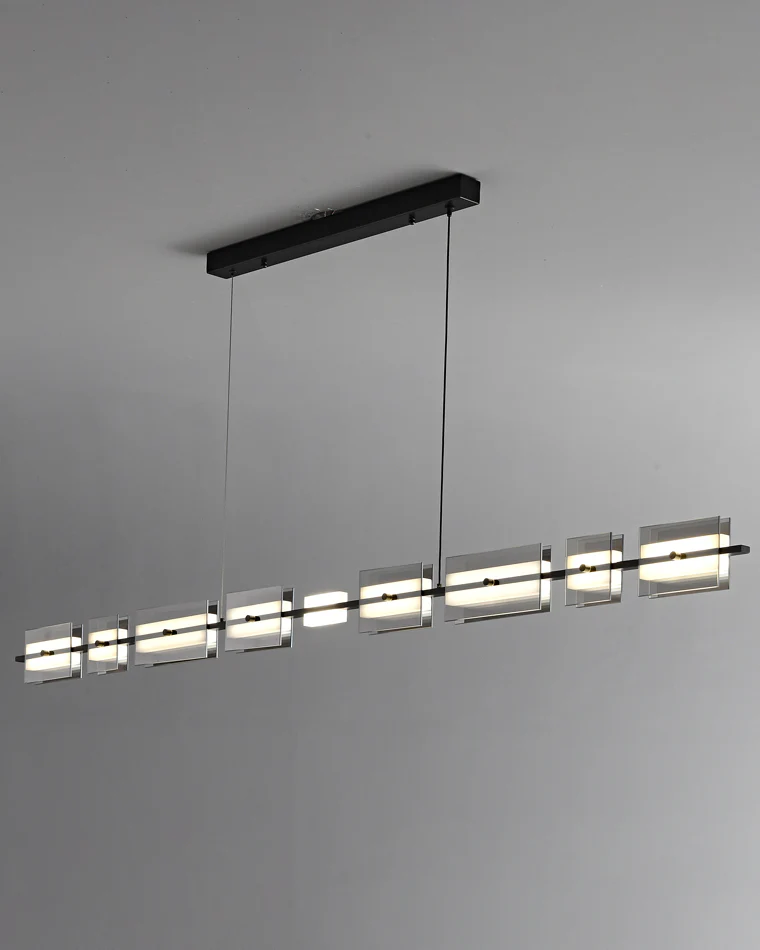 WOMO Amber/Smoked Glass Linear Chandelier-WM2221 - Image 24