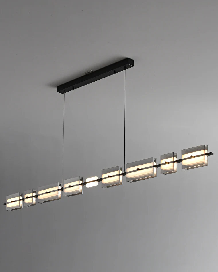 WOMO Amber/Smoked Glass Linear Chandelier-WM2221 - Image 25