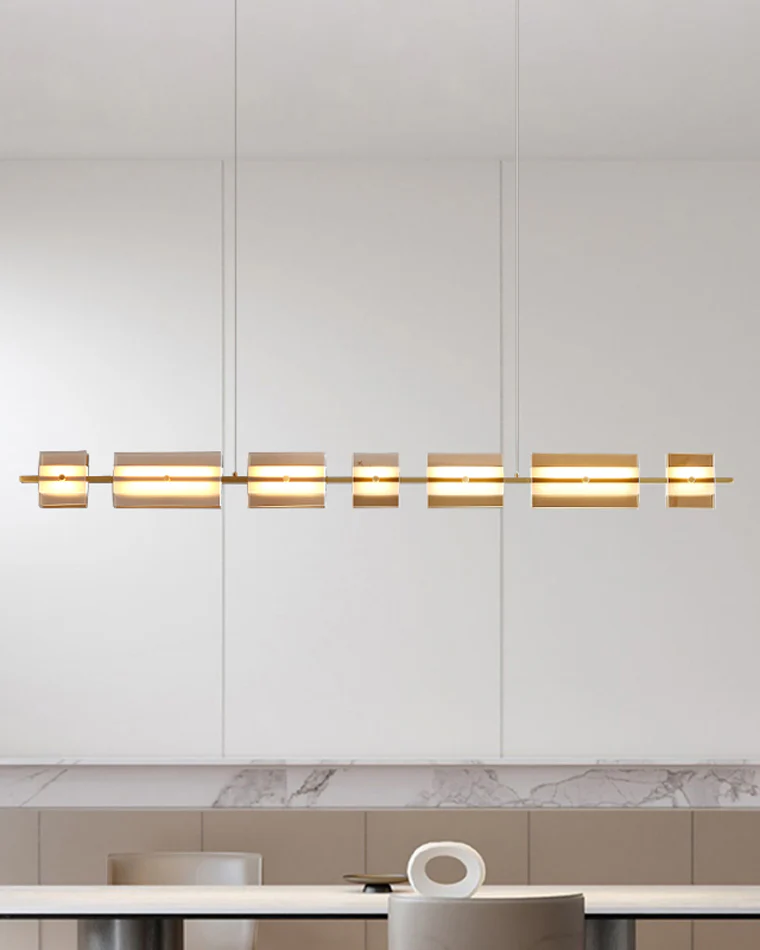 WOMO Amber/Smoked Glass Linear Chandelier-WM2221 - Image 27