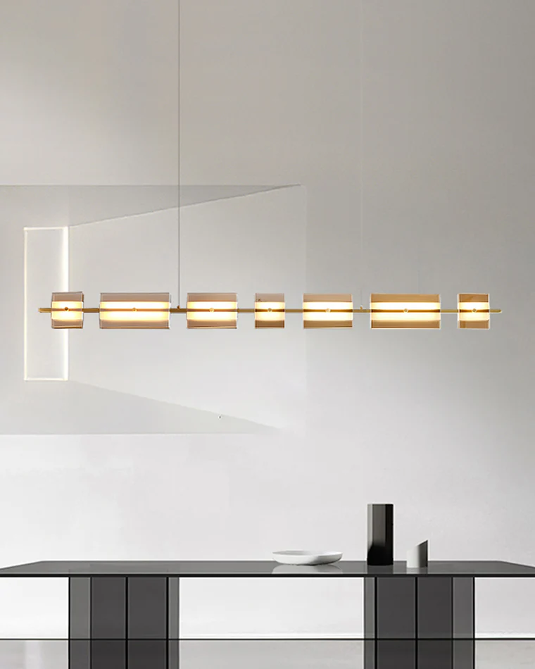 WOMO Amber/Smoked Glass Linear Chandelier-WM2221 - Image 28