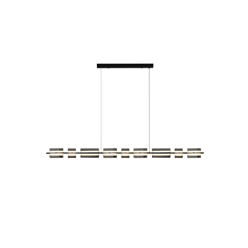 WOMO Amber/Smoked Glass Linear Chandelier-WM2221 - Image 29