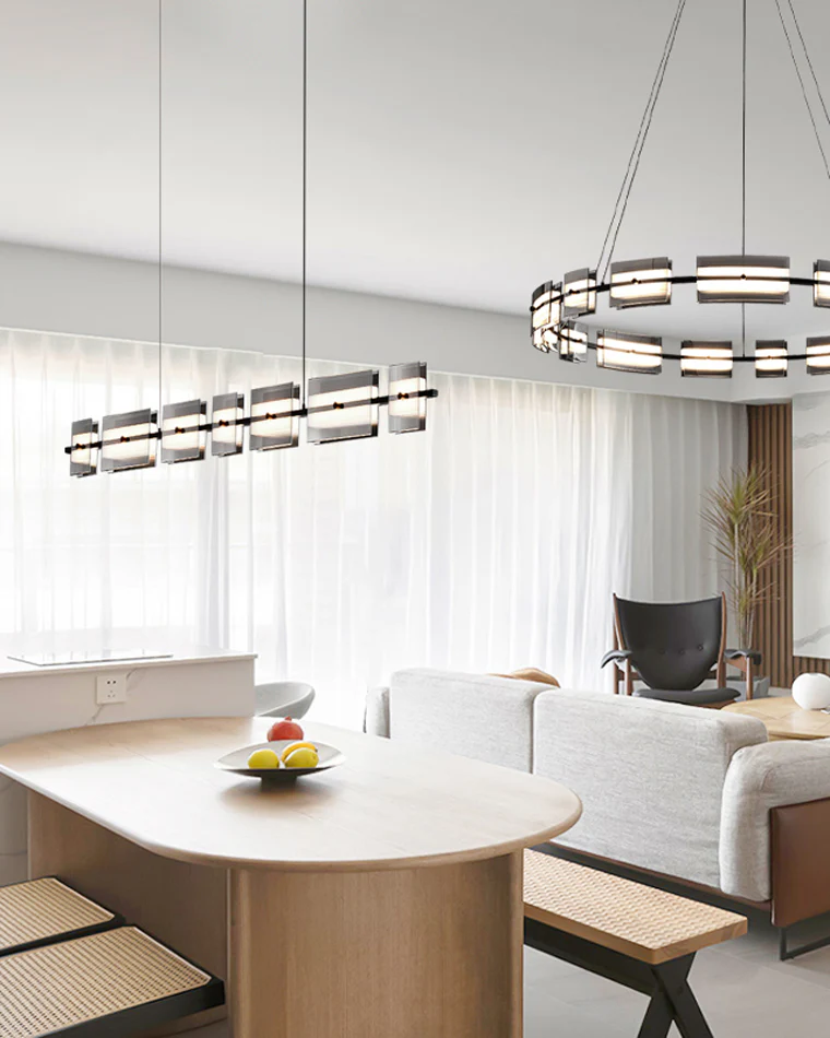 WOMO Amber/Smoked Glass Linear Chandelier-WM2221 - Image 3
