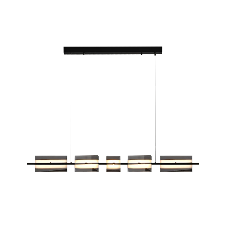 WOMO Amber/Smoked Glass Linear Chandelier-WM2221 - Image 30