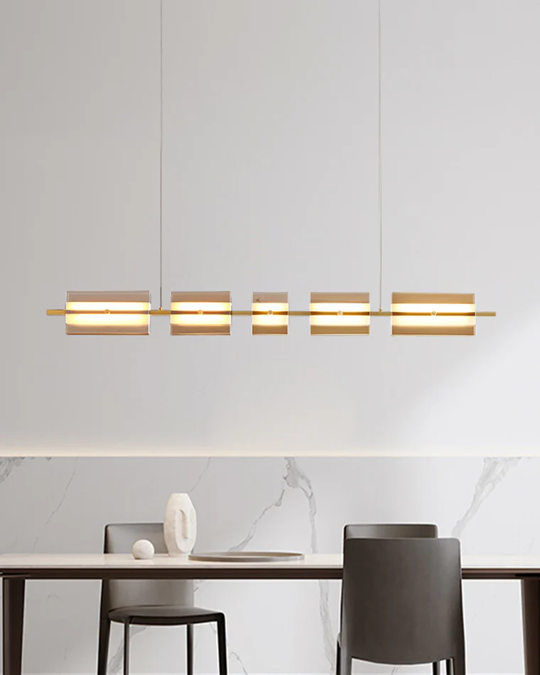 WOMO Amber/Smoked Glass Linear Chandelier-WM2221 - Image 31