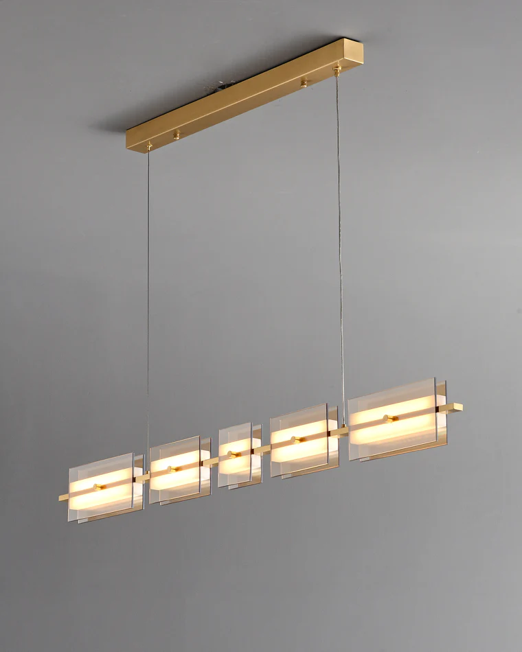 WOMO Amber/Smoked Glass Linear Chandelier-WM2221 - Image 33