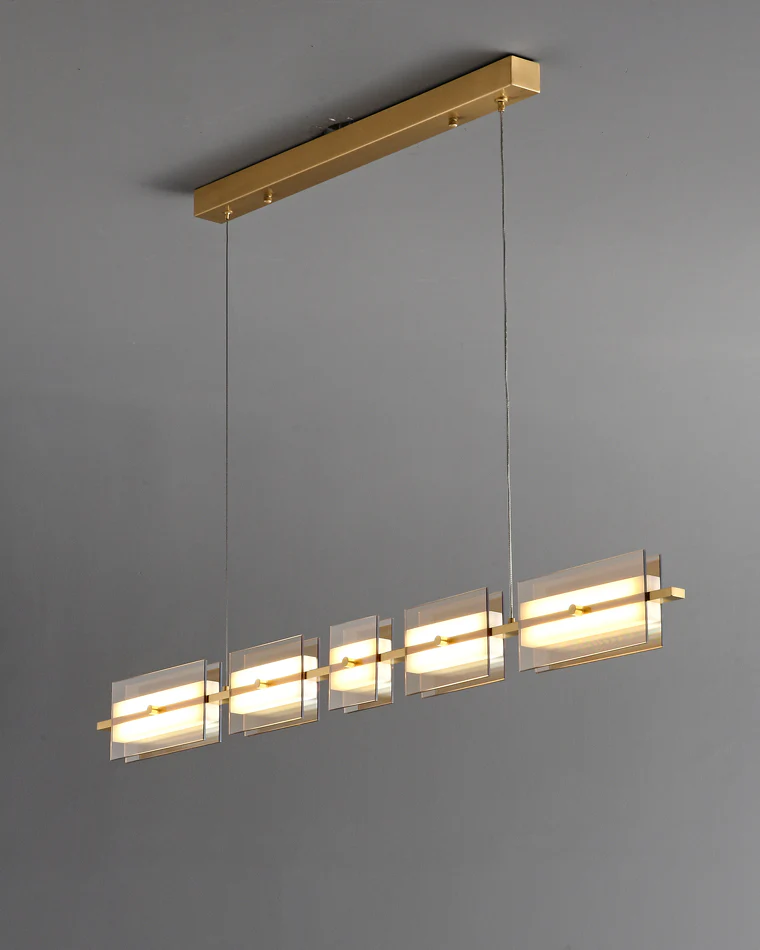 WOMO Amber/Smoked Glass Linear Chandelier-WM2221 - Image 34