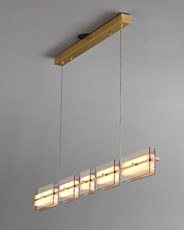 WOMO Amber/Smoked Glass Linear Chandelier-WM2221 - Image 35