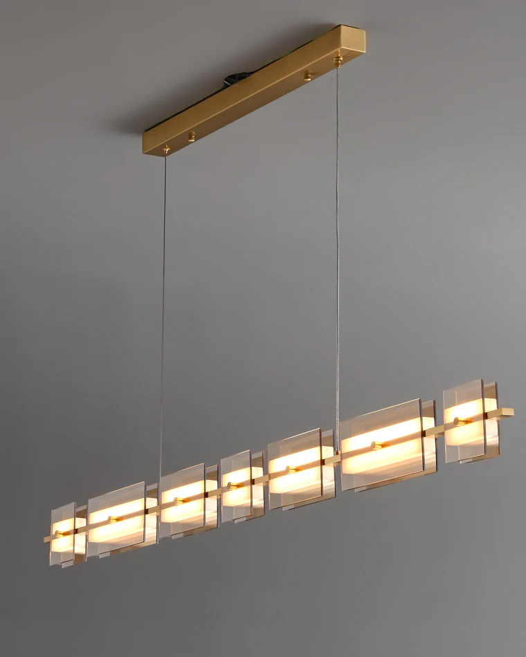 WOMO Amber/Smoked Glass Linear Chandelier-WM2221 - Image 36