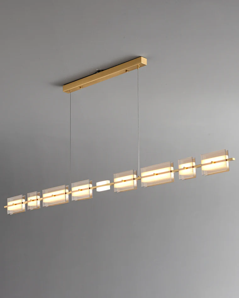 WOMO Amber/Smoked Glass Linear Chandelier-WM2221 - Image 37