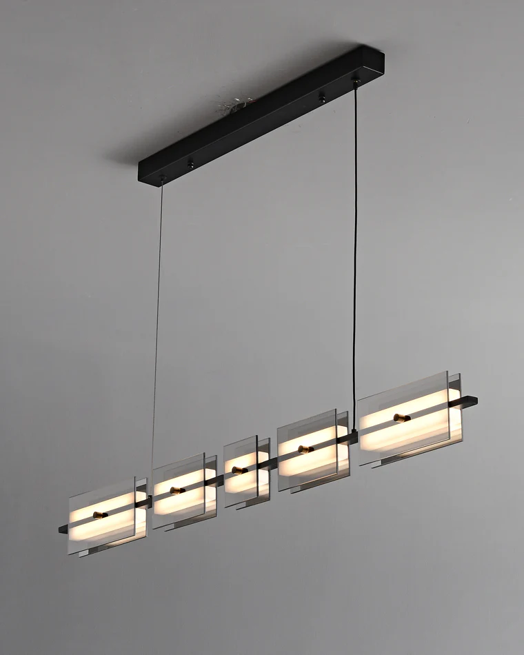 WOMO Amber/Smoked Glass Linear Chandelier-WM2221 - Image 38