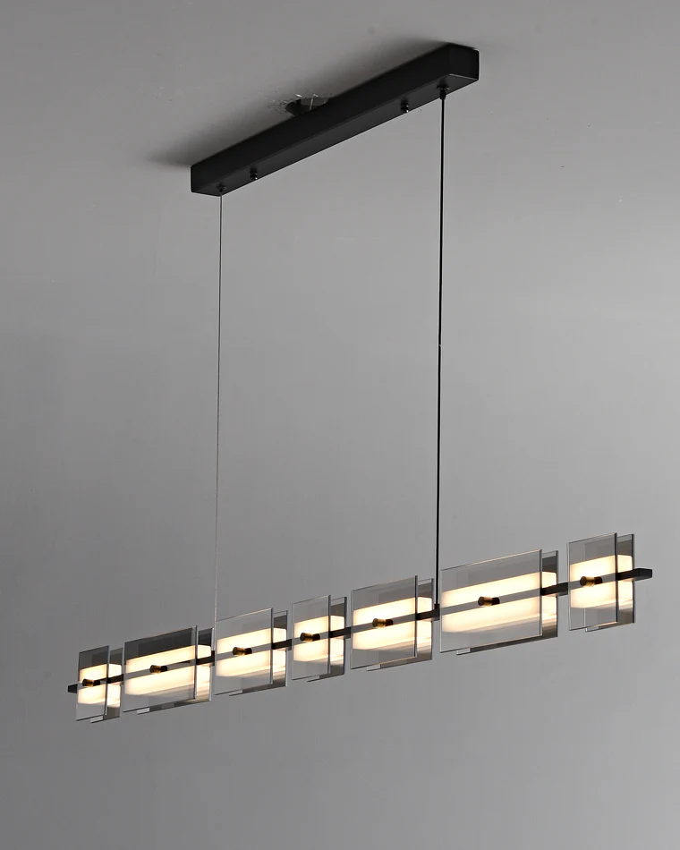 WOMO Amber/Smoked Glass Linear Chandelier-WM2221 - Image 39