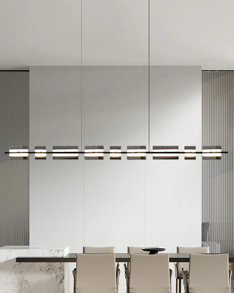 WOMO Amber/Smoked Glass Linear Chandelier-WM2221 - Image 4