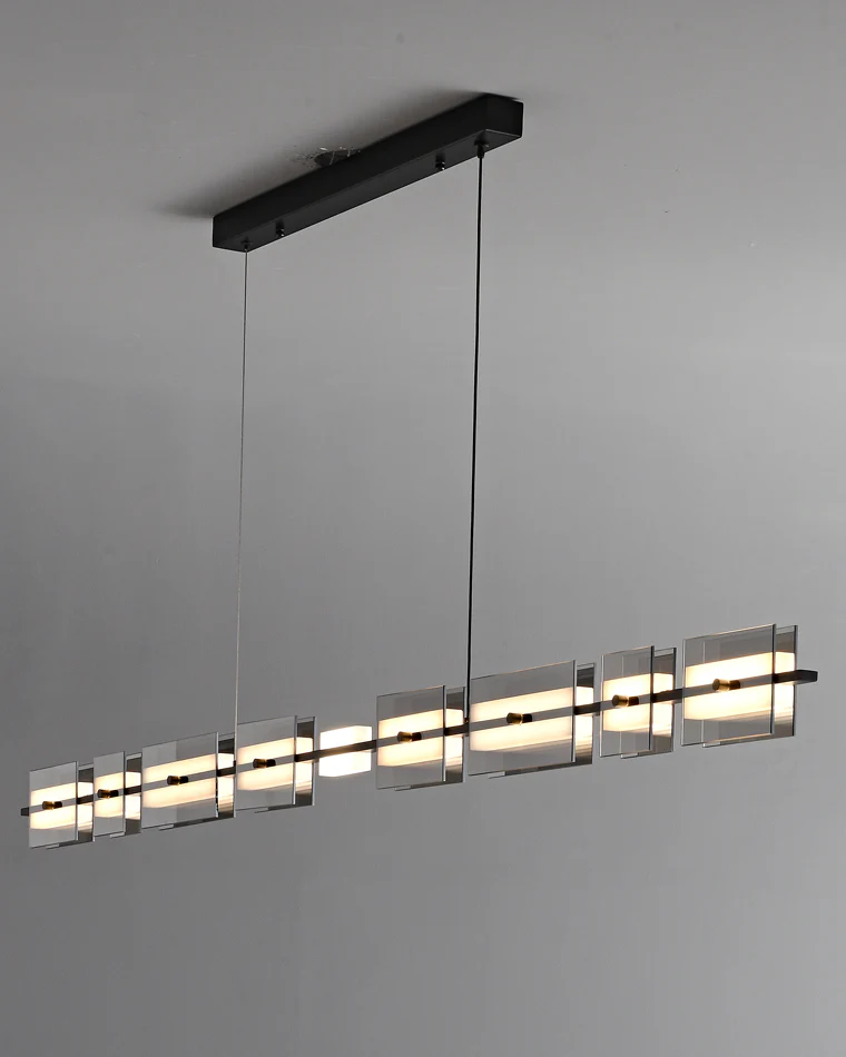 WOMO Amber/Smoked Glass Linear Chandelier-WM2221 - Image 40