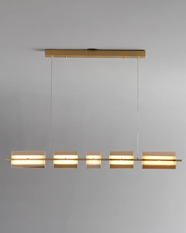 WOMO Amber/Smoked Glass Linear Chandelier-WM2221 - Image 41