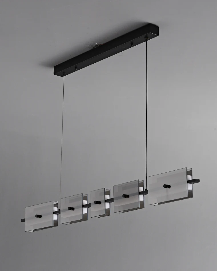 WOMO Amber/Smoked Glass Linear Chandelier-WM2221 - Image 42
