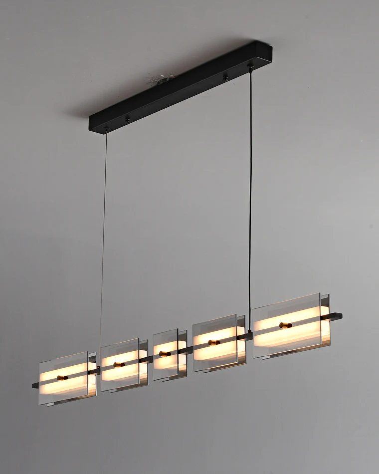 WOMO Amber/Smoked Glass Linear Chandelier-WM2221 - Image 43