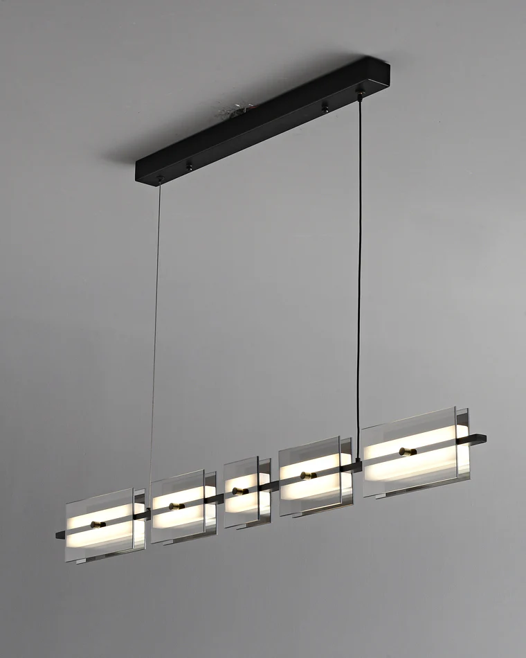 WOMO Amber/Smoked Glass Linear Chandelier-WM2221 - Image 44