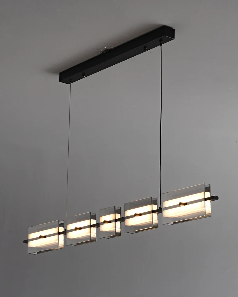 WOMO Amber/Smoked Glass Linear Chandelier-WM2221 - Image 45