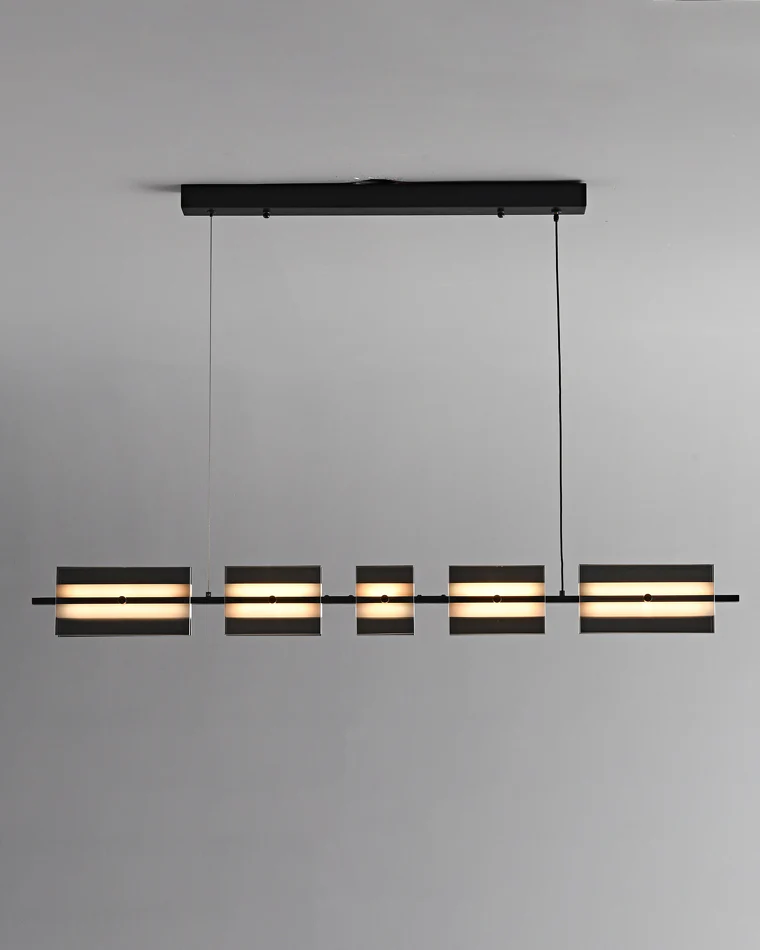 WOMO Amber/Smoked Glass Linear Chandelier-WM2221 - Image 46