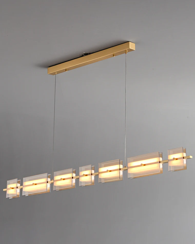 WOMO Amber/Smoked Glass Linear Chandelier-WM2221 - Image 47
