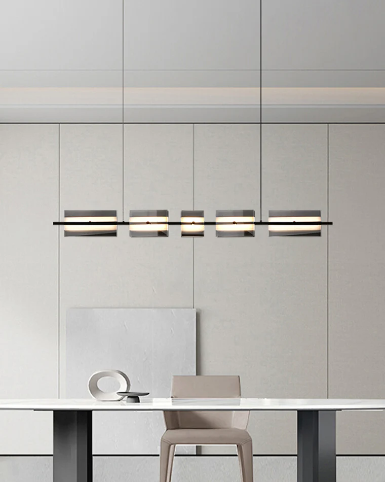 WOMO Amber/Smoked Glass Linear Chandelier-WM2221 - Image 5