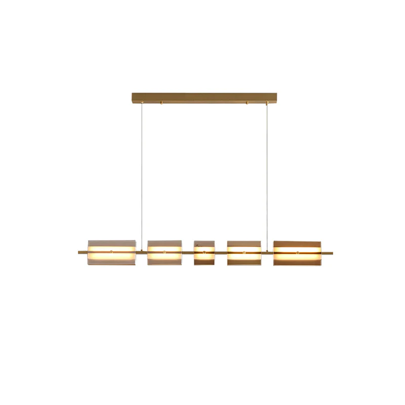 WOMO Amber/Smoked Glass Linear Chandelier-WM2221 - Image 50