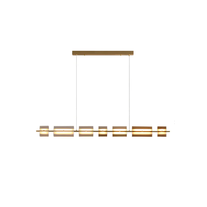 WOMO Amber/Smoked Glass Linear Chandelier-WM2221 - Image 51