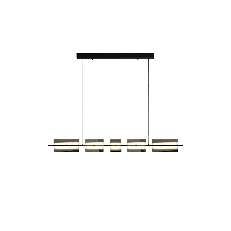 WOMO Amber/Smoked Glass Linear Chandelier-WM2221 - Image 56