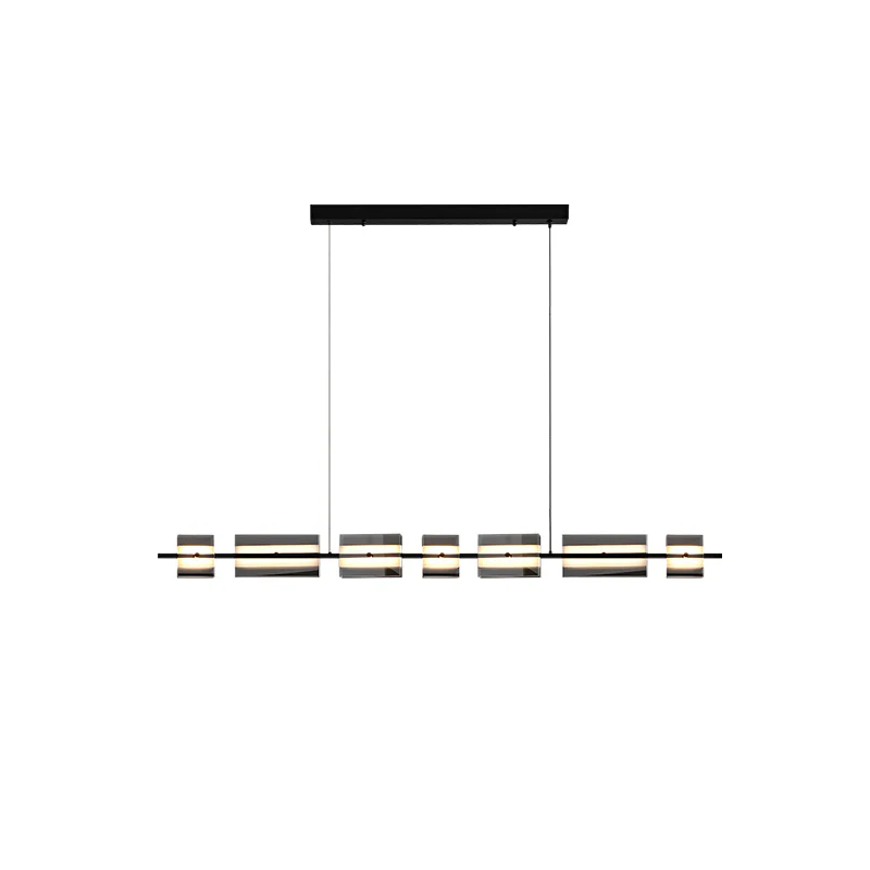 WOMO Amber/Smoked Glass Linear Chandelier-WM2221 - Image 57