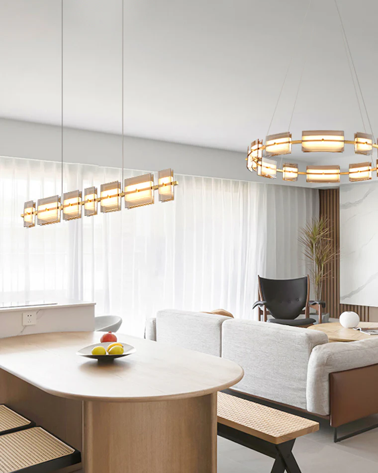 WOMO Amber/Smoked Glass Linear Chandelier-WM2221 - Image 6