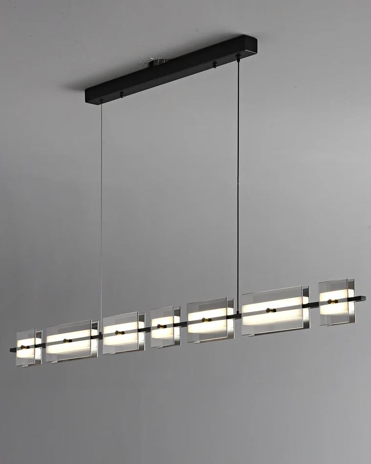 WOMO Amber/Smoked Glass Linear Chandelier-WM2221 - Image 8