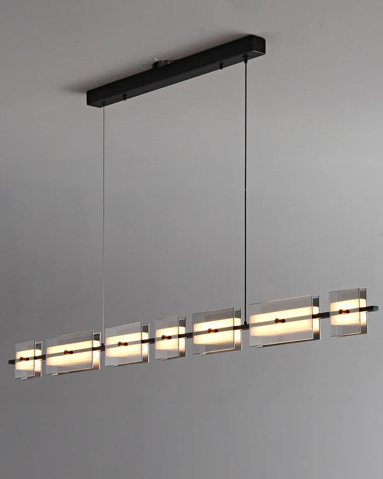 WOMO Amber/Smoked Glass Linear Chandelier-WM2221 - Image 9