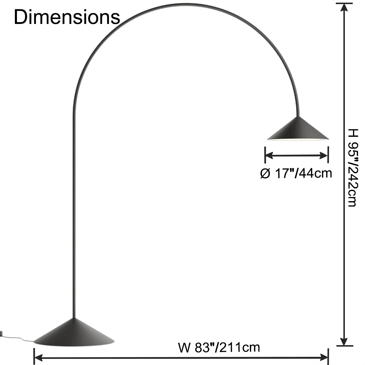 WOMO Arc Cone Floor Lamp-WM7139 - Image 18