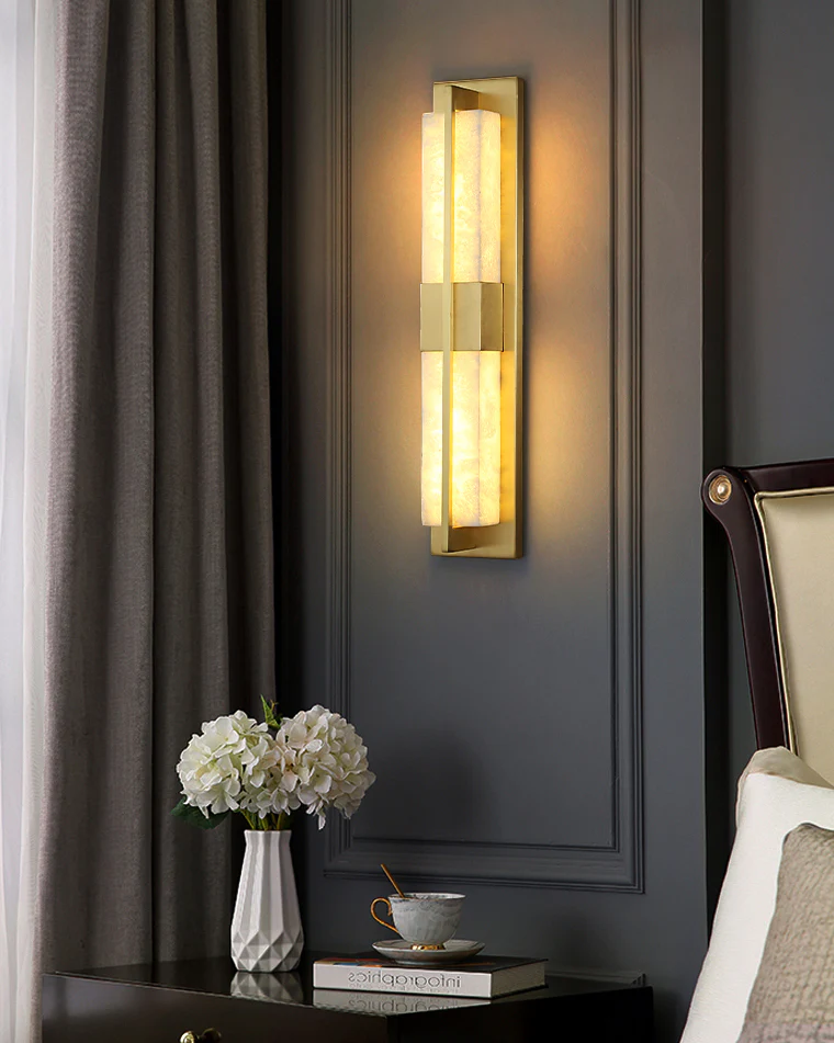 WOMO Art Deco Alabaster Rectangular Wall Sconce-WM6148 - Image 5