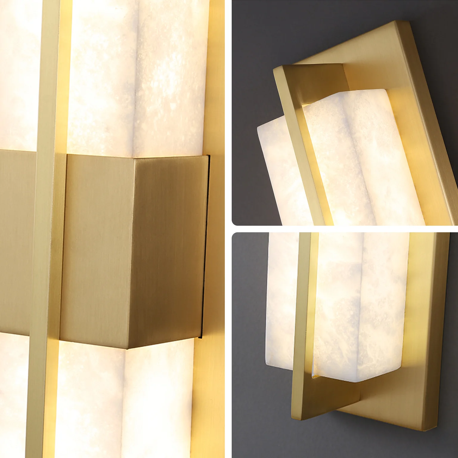 WOMO Art Deco Alabaster Rectangular Wall Sconce-WM6148 - Image 6